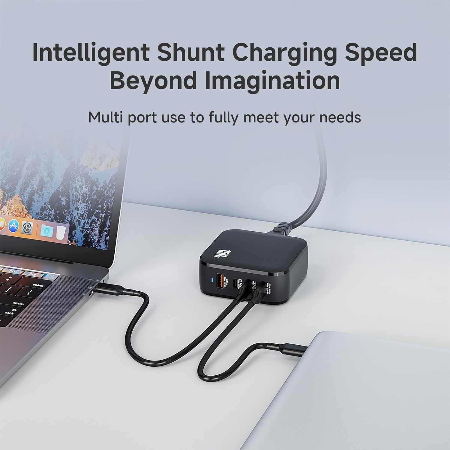 150W GaN USB C Charger, 4-Port Fast Charging Station, PD 3.0 Charger Block for MacBook Pro/Air, iPhone 15/14/13, Samsung Galaxy, Pixel, Laptop & Phone Accessories（Gray）