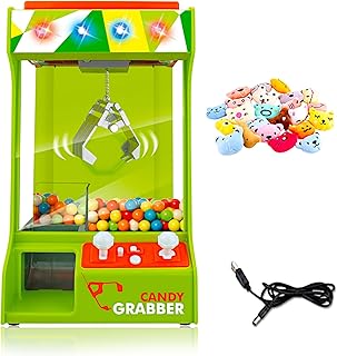 POCO DIVO Claw Machine Arcade Grabber, Plushies Gift Candy Prize Figures Capsules Dispenser, Flashing Lights Adjustable Game Music, Battery USB Power Crane, Kids Boys Girls Classic Treats Vending Toy