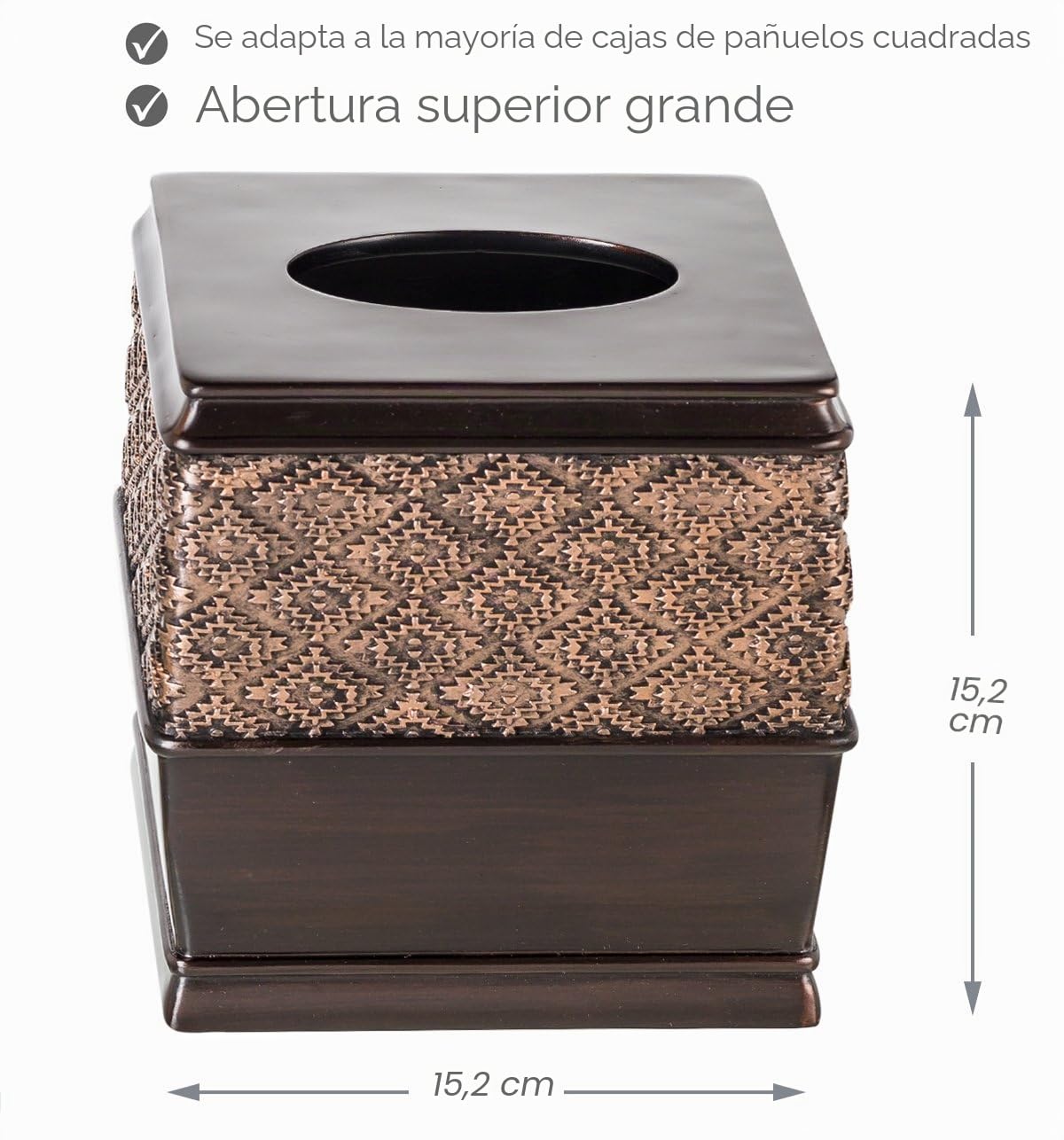 Creative Scents Juego de Accesorios de baño Marrones – Juego de baño de 6 Piezas Incluye: dispensador de jabón Decorativo, jabonera, Vaso, Soporte para Cepillo de Dientes, Funda para Caja de pañuelos