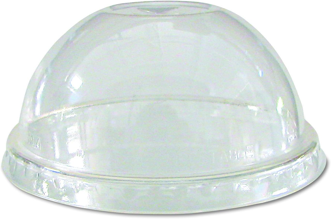 Eco-Products GreenStripe Compostable Plastic Cup Dome Lids, Case of 1000, With Straw Hole, Fits 9-24oz Cups, Made From PLA Renewable Plant Based Plastic, Clear For Visibility