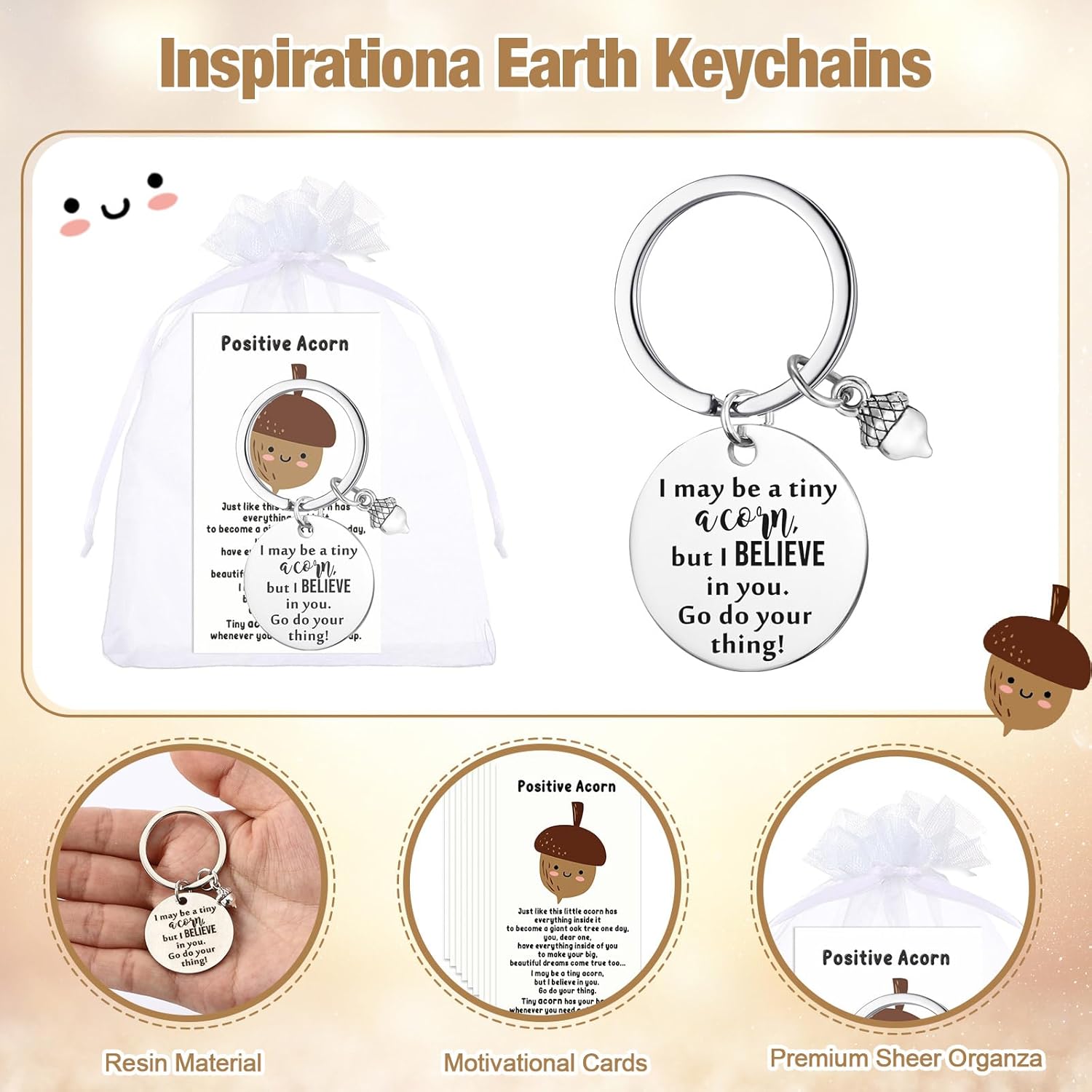 Positive Thank You Keychain Gifts Bulk Employee Coworker Appreciation Gift for Office Team Teacher - Image 3