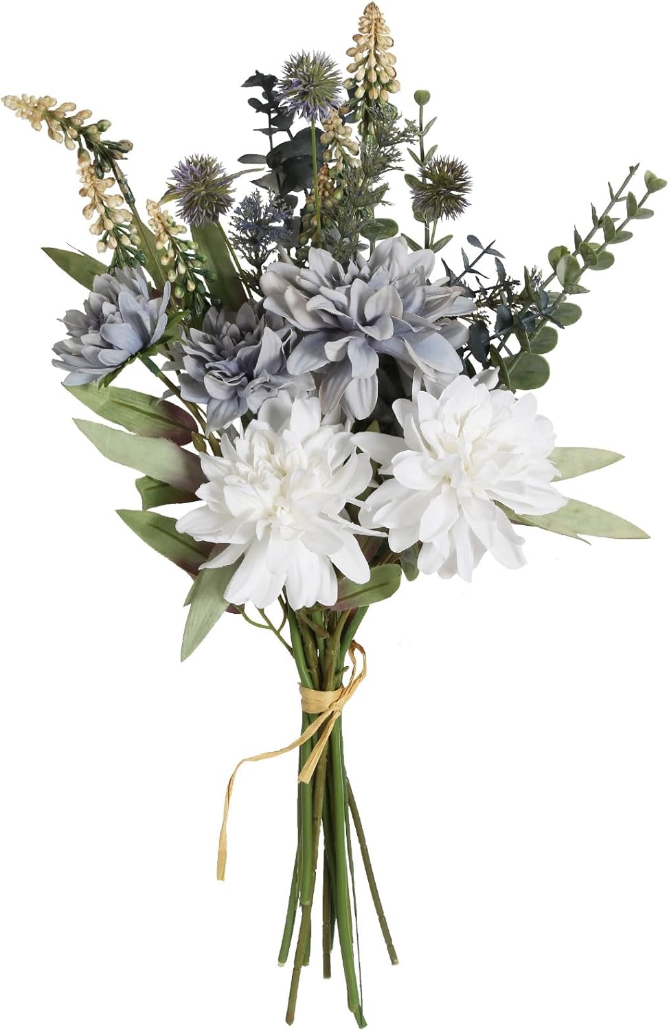Artificial Flowers for Vase, 2 Bouquets of Grey Blue Silk Flowers Realistic Faux Flowers for Vase Fake Flower Arrangements for Home Decor Centerpiece Table Decorations (Dusty Blue)