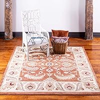 Vista 41 de Unique Loom - Colección Voyage - Alfombra redonda tradicional oriental, marrón, Polipropileno, Marrón/Azul Claro