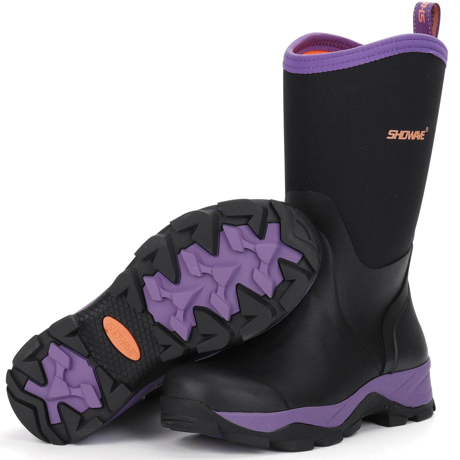 Showave Rubber Boots for Women Mid Calf Rain Boots