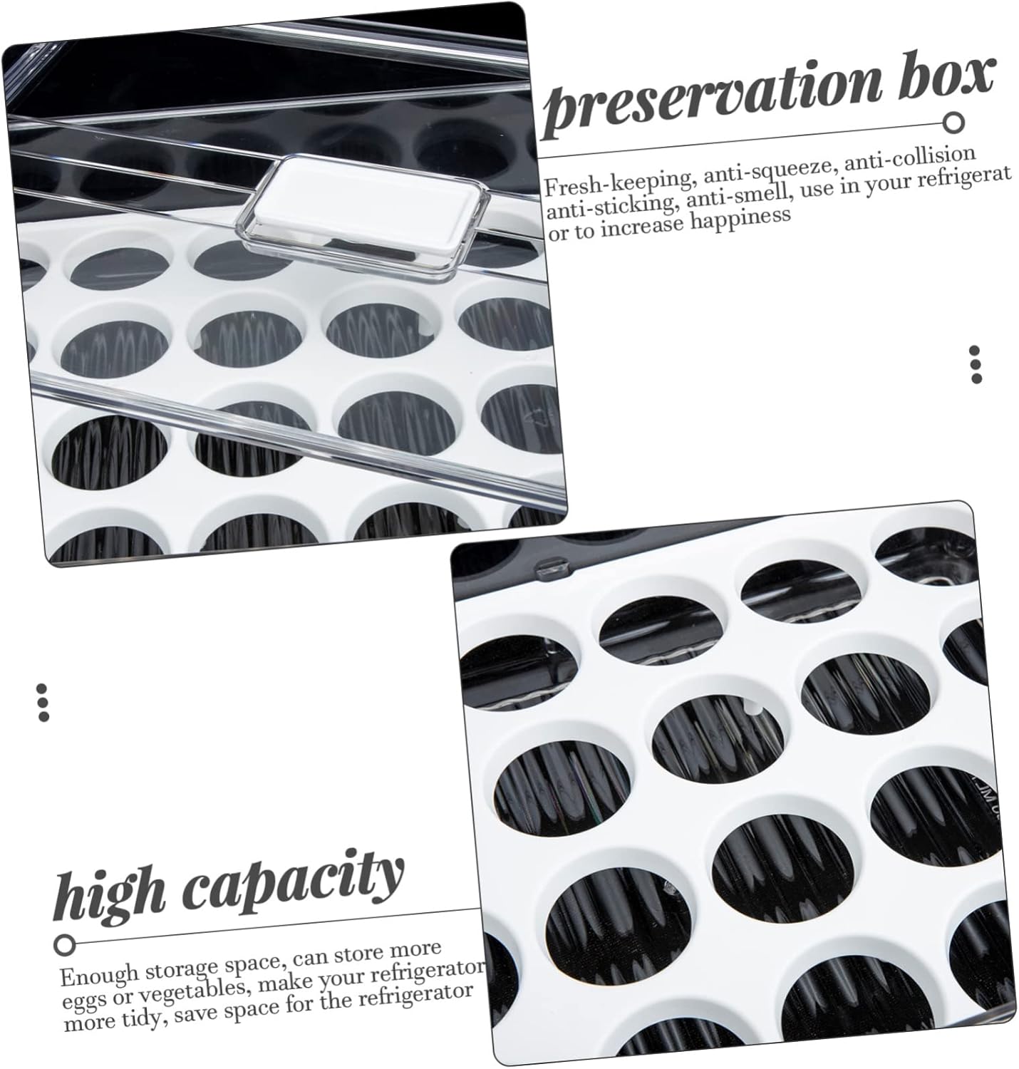 STOBOK PET Egg Organizer Storage Box Stackable Refrigerator Drawer for Fruits and Vegetables Large Capacity Preservation Container Lid for Kitchen