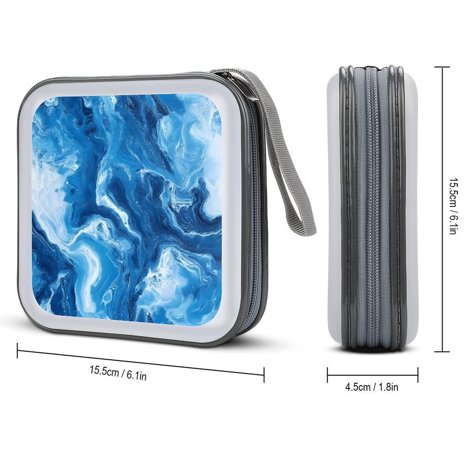 Abstract Blue Marble Tie-dye CD Case Portable DVD Holder Storage Organizer for Home Travel