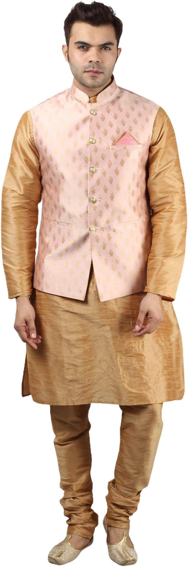 Uri and MacKenzie Men's Silk Blend Kurta Pajama with Designer Ethnic Nehru Jacket/Modi Jacket