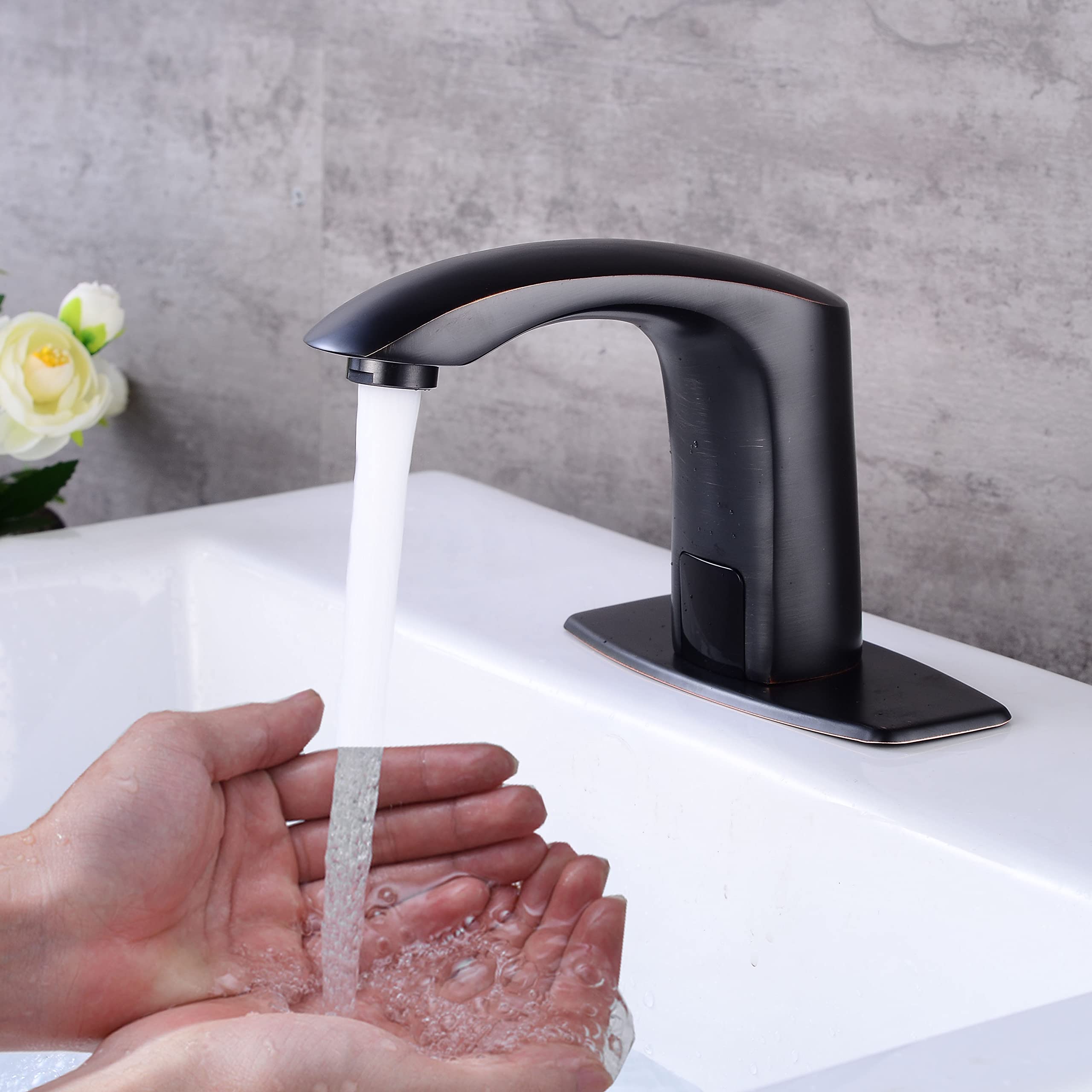 Condition photo showing New/Like New for hhoommee touchless bathroom sink faucet with temperature control mixing valve commercial automatic motion sensor hot cold mixer solid brass faucet