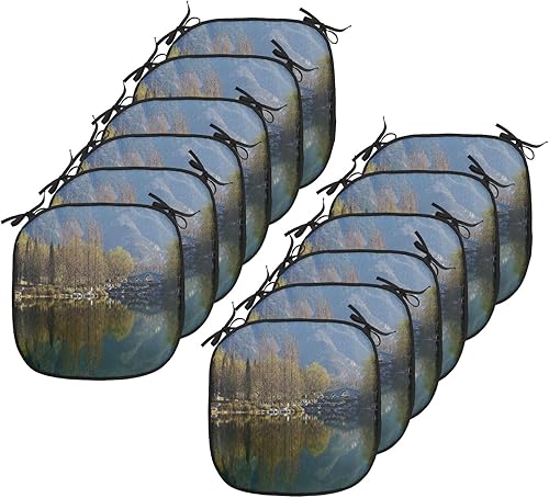 Miniatura 131 de Lunarable Cojín retro para silla, dibujo de chica a la moda en tierra primavera campo margaritas arte, acolchado de asiento para cocina y patio con