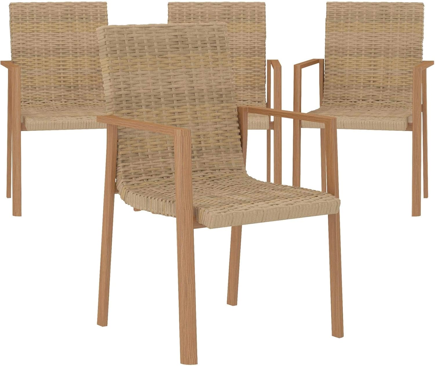 Amazon Com Cosco Outdoor Stacking Dining Patio Chairs 4 Pack Aluminum Tan Patio Lawn Garden