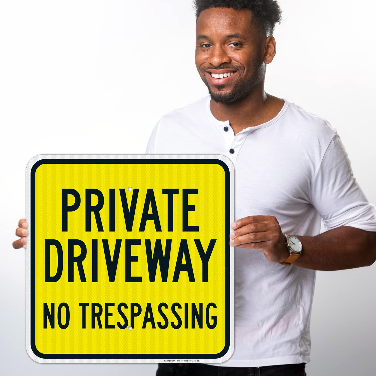 Private Driveway No Trespassing Sign, 18x18 Inches, 3M EGP Reflective .063 Aluminum, Fade Resistant, Made in USA