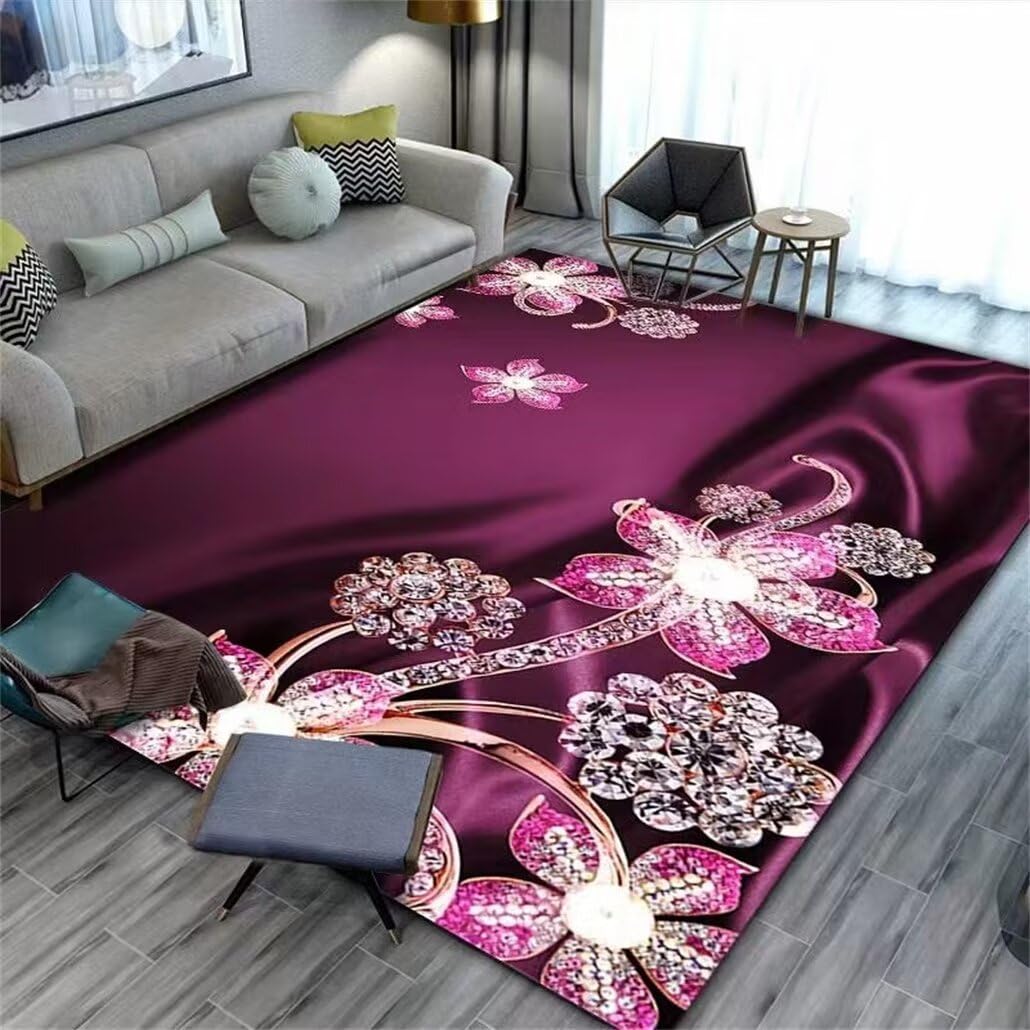 Tapis lavable de tapis de salon 3D violet pour protéger le sol des enfants