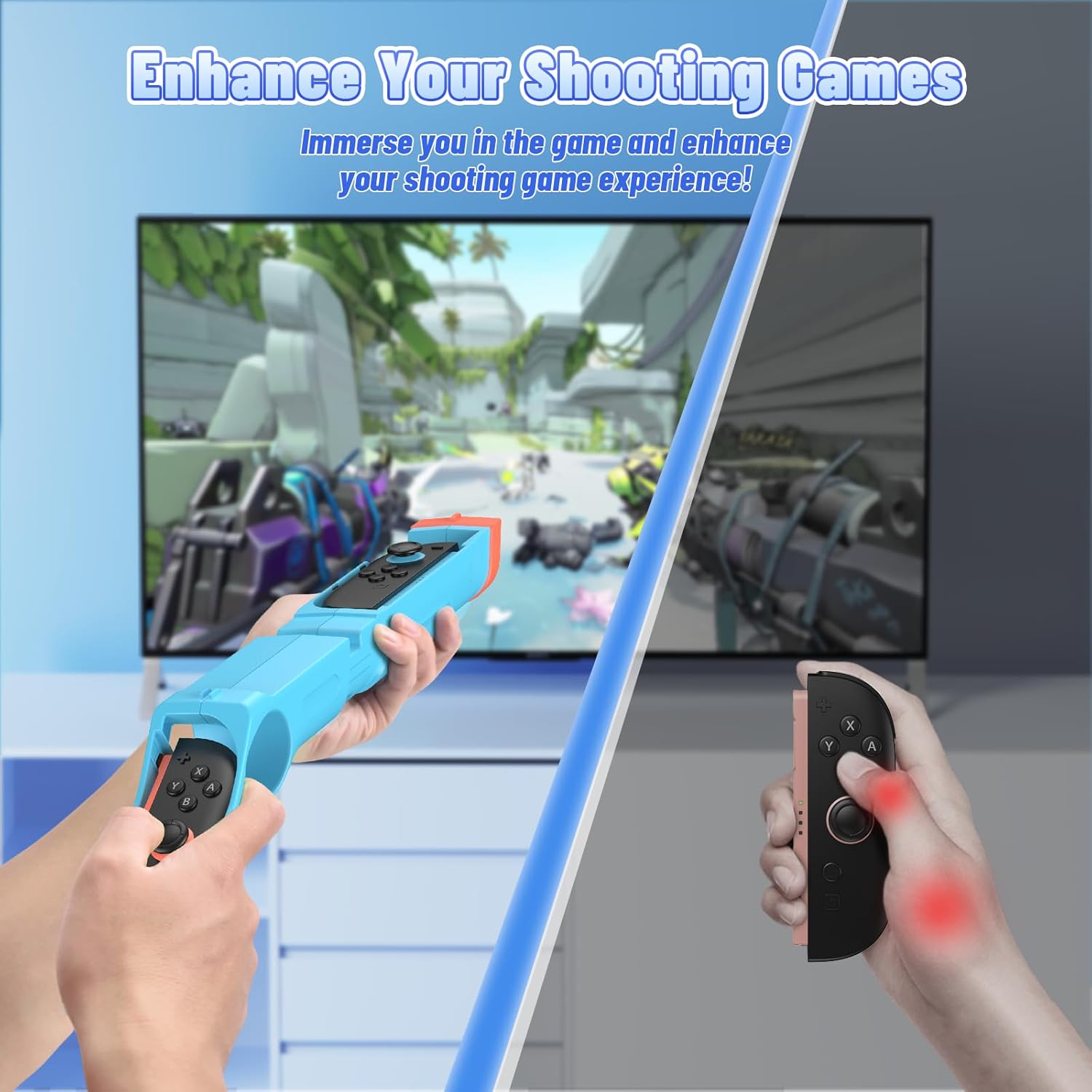 FASTSNAIL [Switch 1/2 Compatible] Shooting Gun for Nintendo Switch 2/1/OLED for Joy-Con 2, Hand Grip for Joycon 1 or for Joycon 2 Gun Controller, Switch 2 Controller Accessories for Hunting Games - Image 4