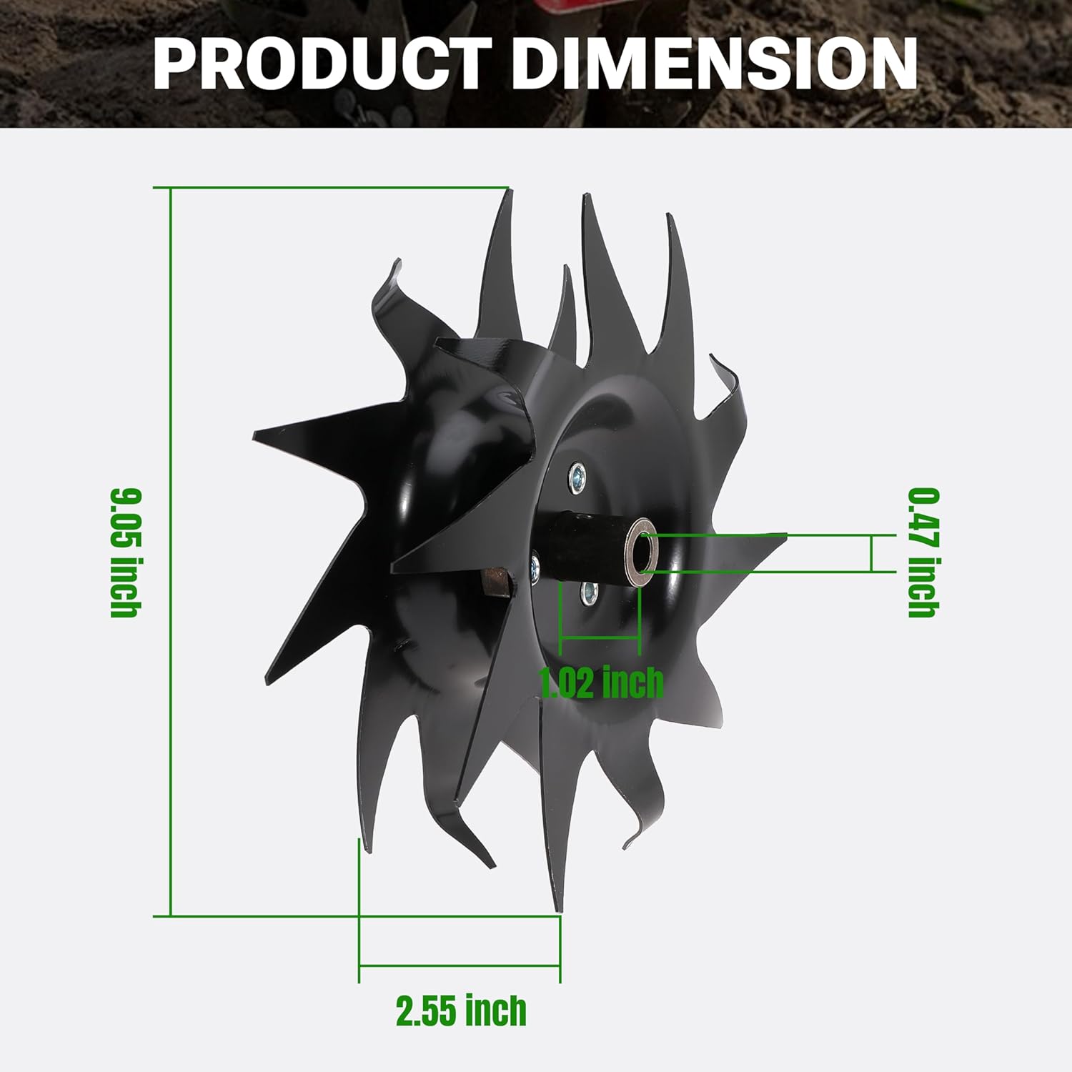 Power Tiller Tines for Mantis 1622, 7222, 7225, 7260, 7261, 7262, 7920, 7924, 7940 Cultivators, Till up to 10-Inch deep and 9-Inch Wide