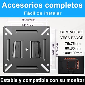TETVIK Monitor Wall Mount Most 14-24 TVs Computer Universal Low Profile RV TV Wall Mount VESA Up to 100x100mm Max Weight 30lbs Fits 15 19 20 22 23 Inch Camper Small Monitor Mount Bracket