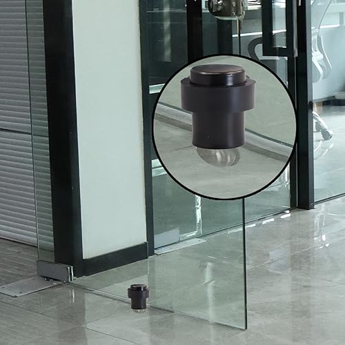 Miniatura 3 de Tope de puerta cilíndrico de acero inoxidable moderno Tapones de puerta Protector de pared con goma suave para la parte inferior de la puerta-negro