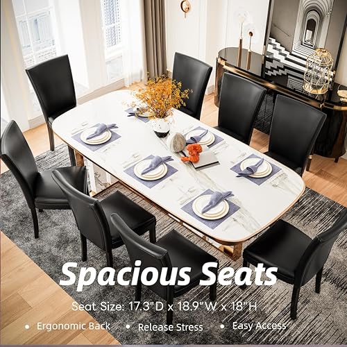 Miniatura 4 de LEEMTORIG Parsons - Sillas de comedor tapizadas, de piel sintética, para comedor, cocina, con patas de madera maciza para sala de estar, dormitorio,