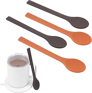 4PCs Silicone Stirring Spoons for Coffee Tea | 6.85-Inch Coffee&Espresso Spoons| Reusable Coffee Stirrers, Coffee Accessory | Prefect for Stirring Drinks | Dishwasher Safe | Holiday Gift