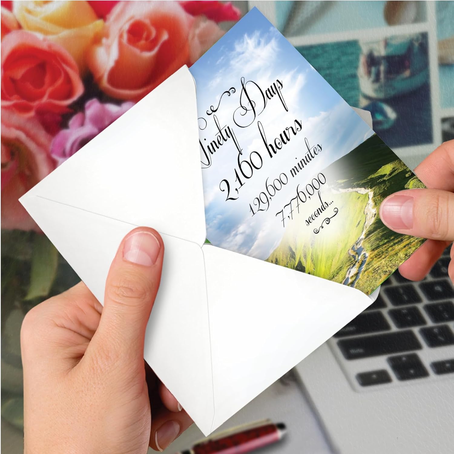 NobleWorks 90日間 - 封筒付き回復グリーティングカード (4.63 x 6.75インチ) - 回復マイルストーン C9