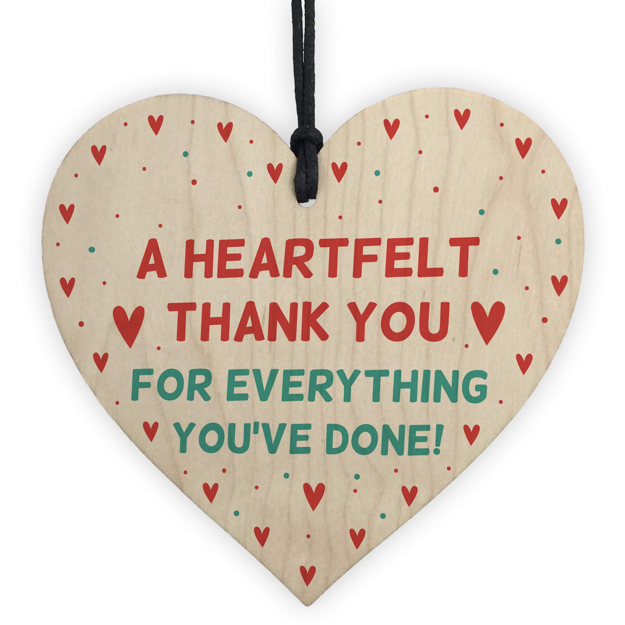 Red Ocean Gift For Teacher Nurse Carer Volunteer Wooden Heart Thank You Gift Keepsake