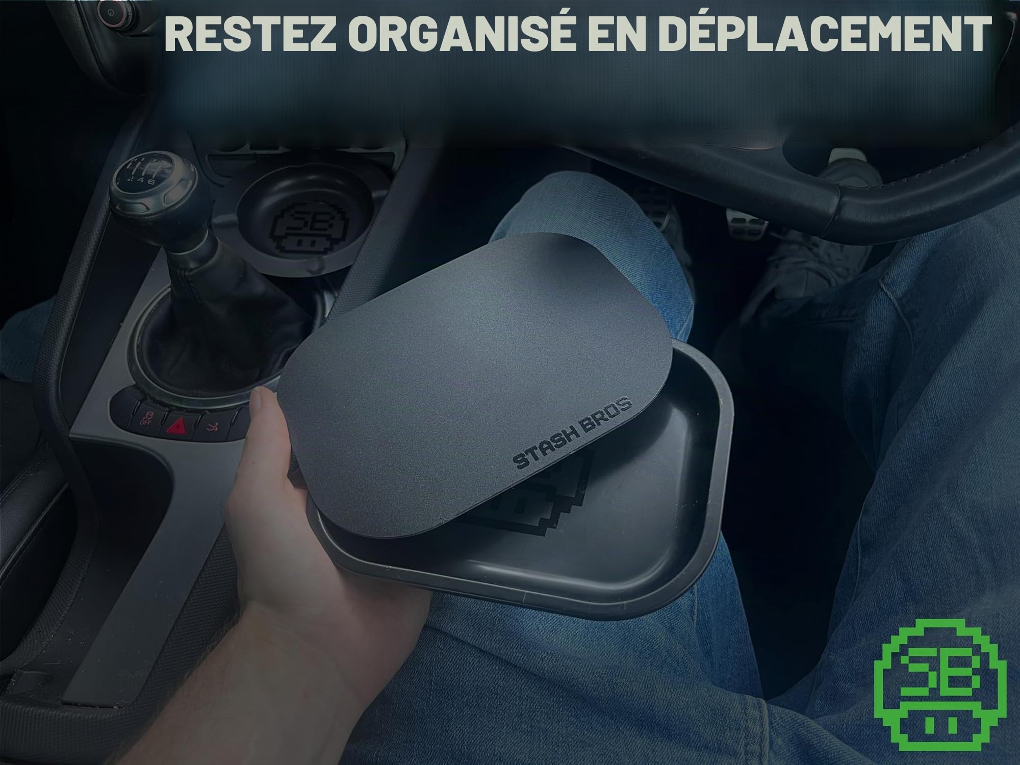 Stash Bros Plateau à rouler avec couvercle magnétique, kit de roulement avec support en V, plateaux à rouler, plateau à rouler