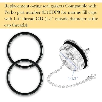 Boat Deck Fill Cap O-Ring 1.5 Inch Boat Deck Fill Cap O-Ring Seal Gaskets Replacement Part # 0513DP8 for Gas,Water,Waste,Diesel(5PCS)