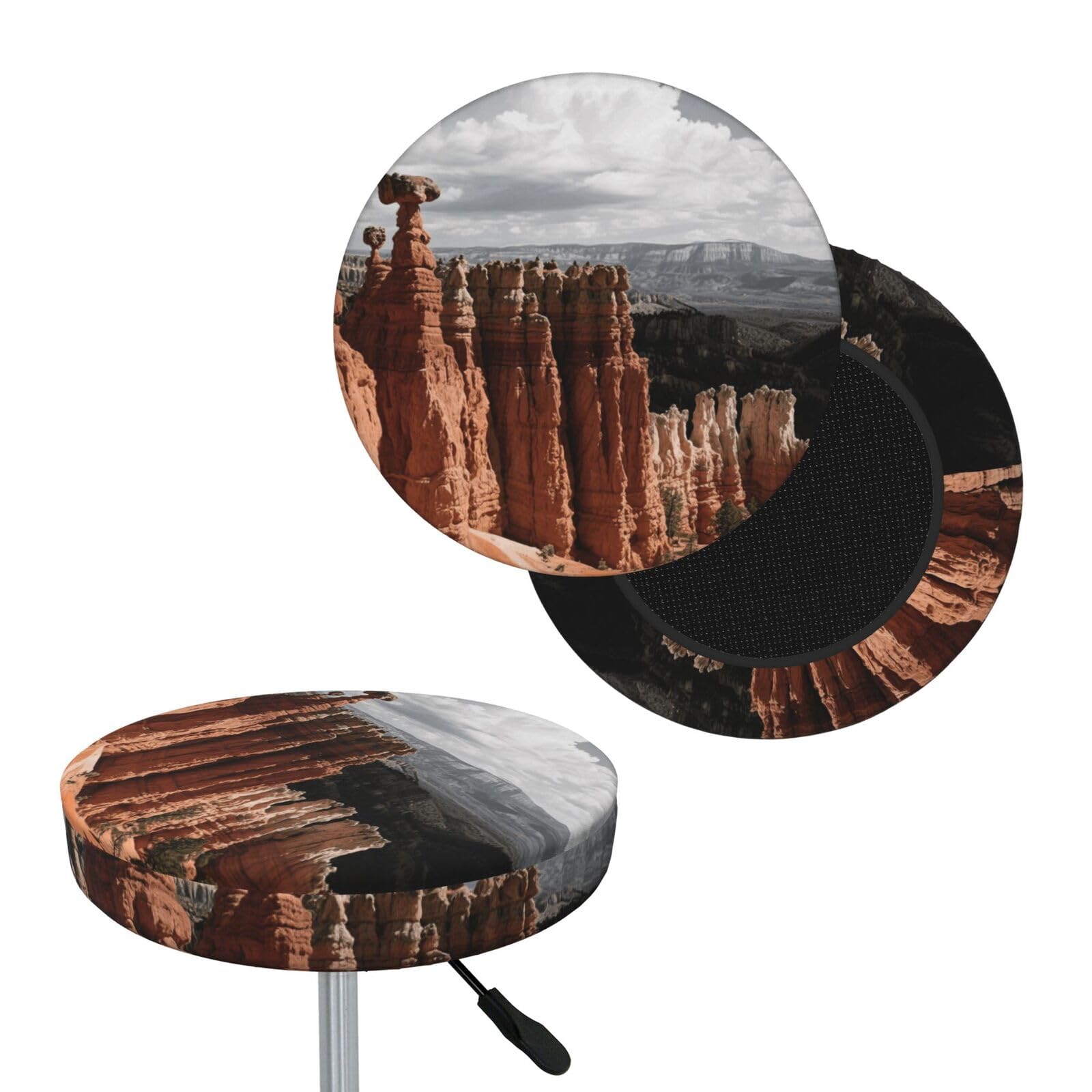 FekiLoot Bryce Canyon Round Bar Stool Covers Stretch Washable Bar Stool Covers Dustproof Slipcover Bar Chair Covers with Elastic Band for Bar Kitchen Living Room Decor 14 Inch