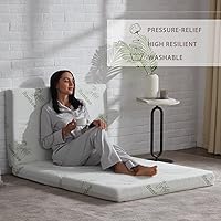Vista 8 de SINWEEK Colchón plegable de espuma viscoelástica con bolsa de almacenamiento, colchón plegable de 4 pulgadas, cubrecolchón triple pliegue, colchón