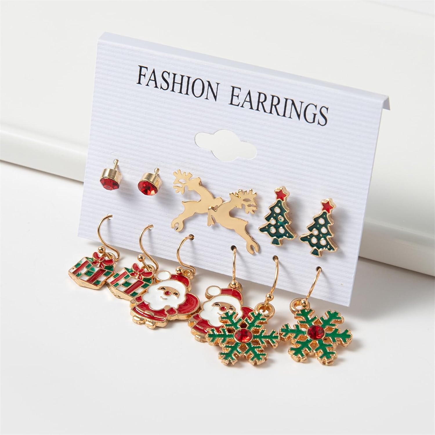 6 Pairs Merry Christmas Earring Set for Women Cute Christmas Tree Snowflake Santa Claus Reindeer Earrings Jewelry Gift for Xmas Party Decorations - Image 4