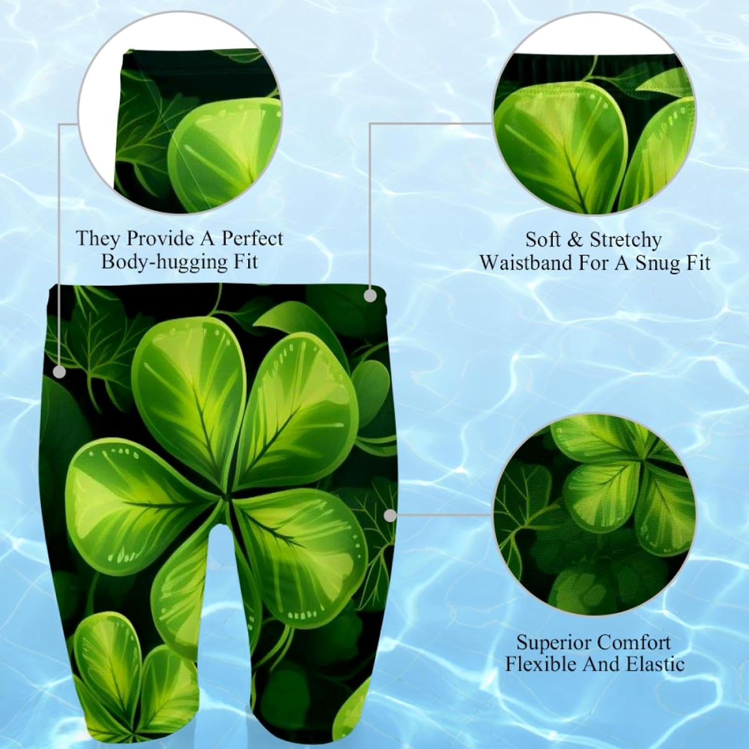 St Patrick's Day Men's Swim Jammers for Training, Swim Shorts for Boy Dry Quick Youth Boys Jammer Swimwear
