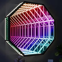 3D Octagon Infinity Mirror Light, Infinity Mirror Sensory Tunnel Night Light, APP Remote Control Multi Color Changing Light for Home Living Room Party Bar Gaming Decor,Large