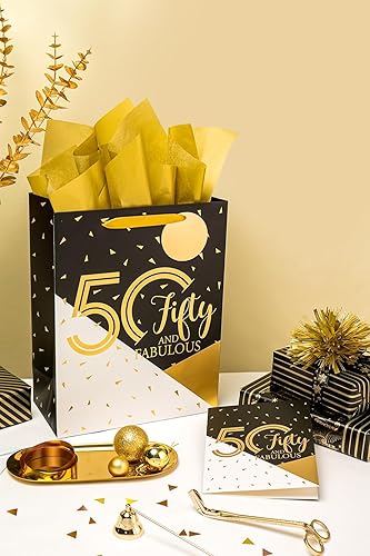 Vista 14 de WRAPAHOLIC Bolsa de regalo de cumpleaños grande de 13 pulgadas con tarjeta y papel de seda - 16 cumpleaños