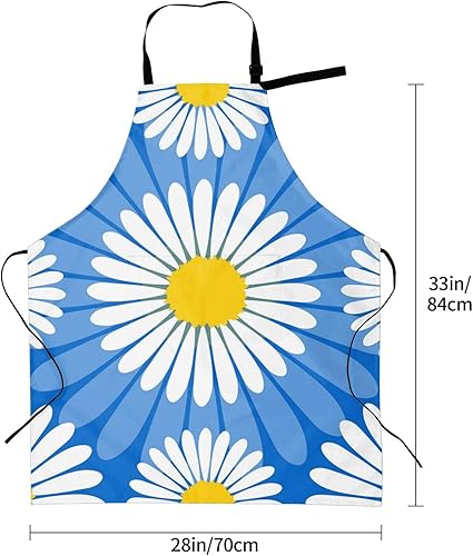 Miniatura 12 de Delantales para mujer con bolsillos, delantal de chef ajustable, correa para el cuello, delantal de cocina impermeable