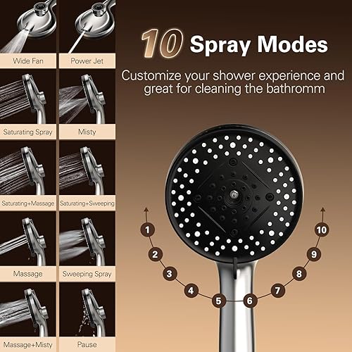 Miniatura 5 de Denkee Cabezal de ducha filtrado de alta presión, cabezales de ducha con combo de rociador de mano, cabezal de ducha desmontable de 10