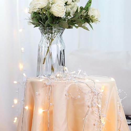 Miniatura 6 de Cadena de 40 luces LED con cuentas de bayas de perlas de 14 pies, funciona con pilas, 2 modos intermitentes adecuados para bodas, Navidad,