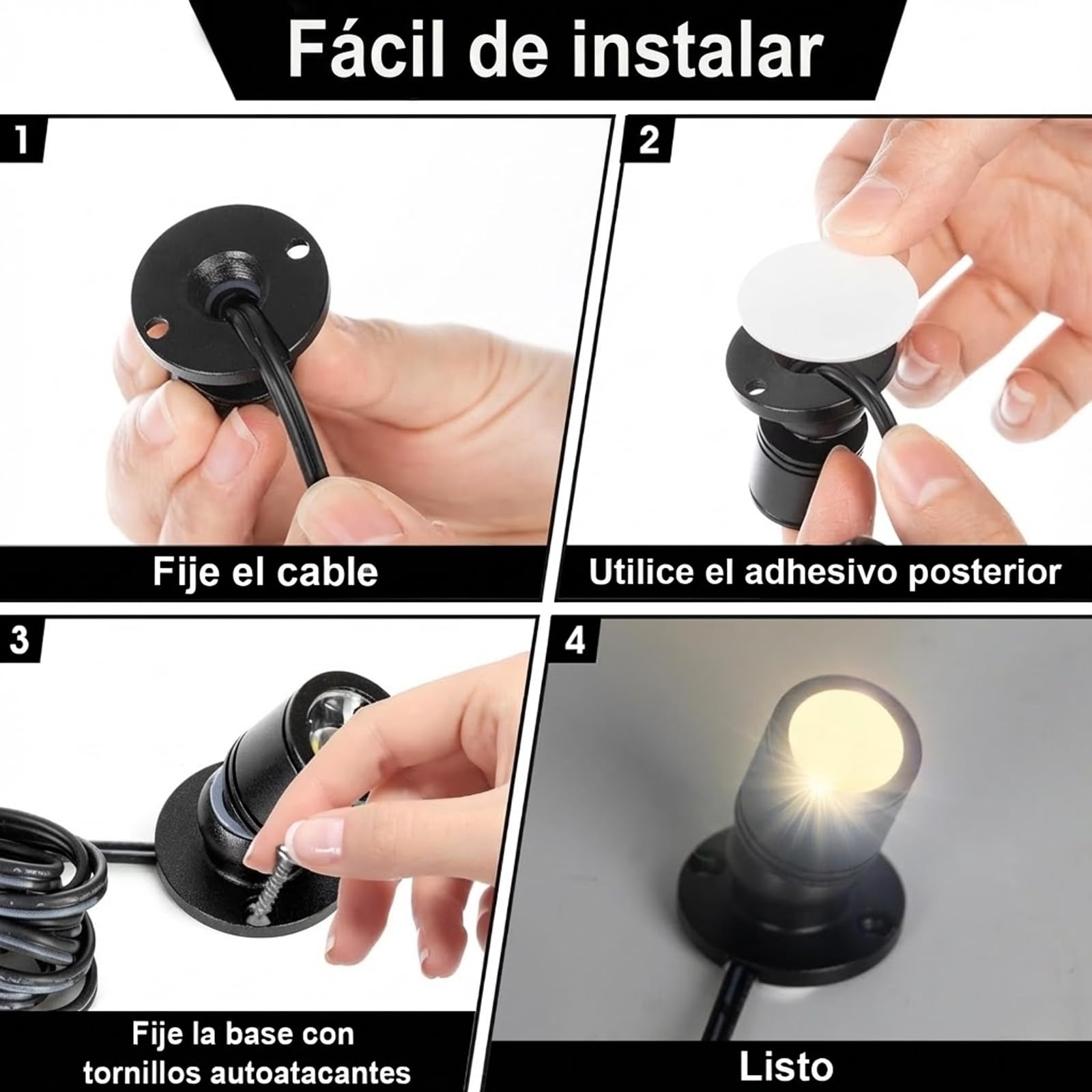 Mini focos led USB para Escaparate Foco Led 3000K Blanca Cálida Mini Focos de Superficie Rotativo 360° para El Hogar,Decoración de Joyas, Pintura,Vitrinas (8 Piezas - blanco cálido)