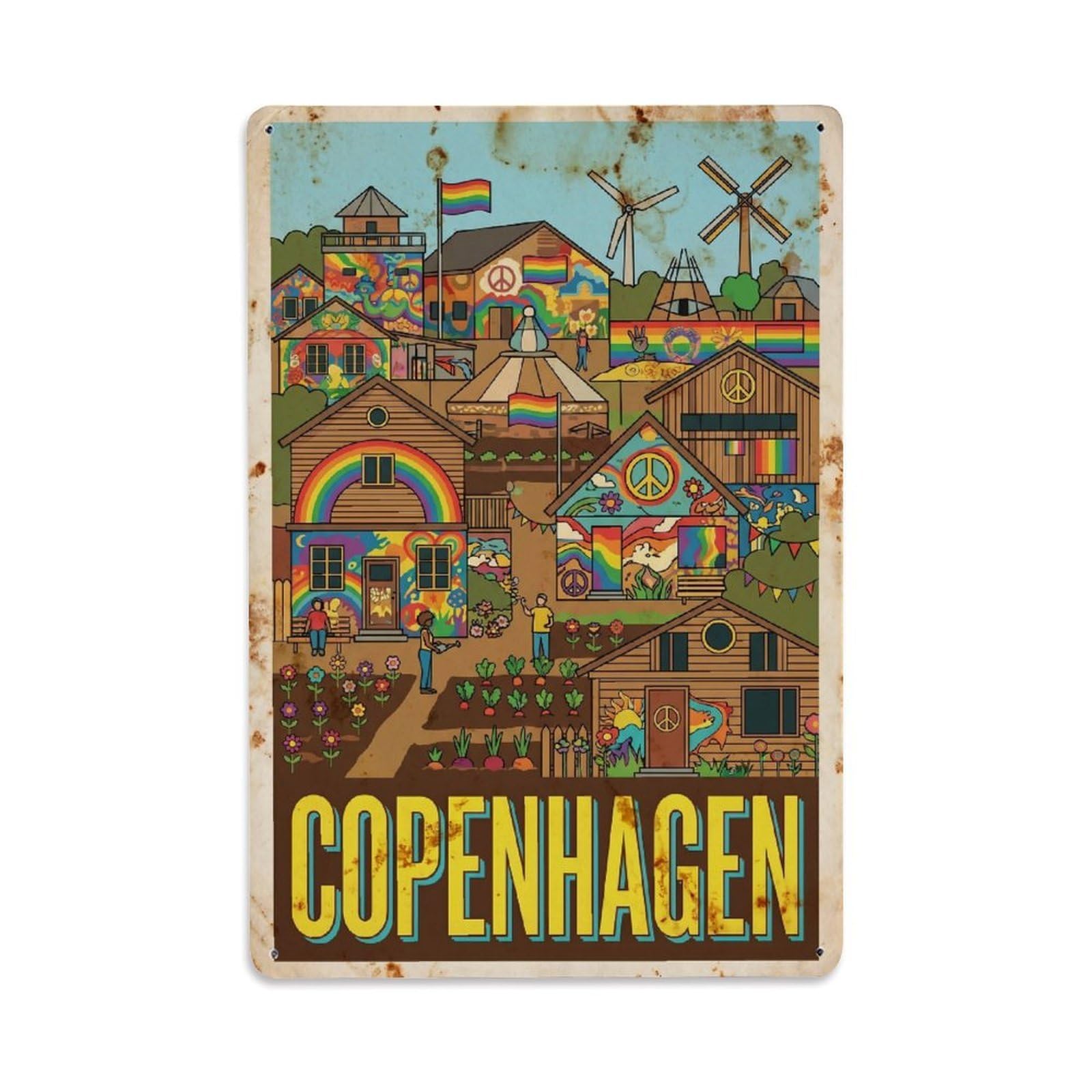 Este 8X12inch Style Vintage Travel Copenhagen Denmark Calming Metal Tin Sign