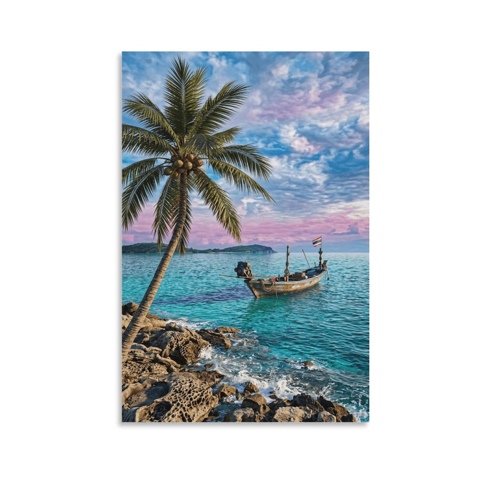 XPASHIQWC Coconut Tree Coast Wall Decor Poster Giclee Canvas Prints Modern Wall Art Picture Wall Hanging for Home Decorations 20x30inch(50x75cm)