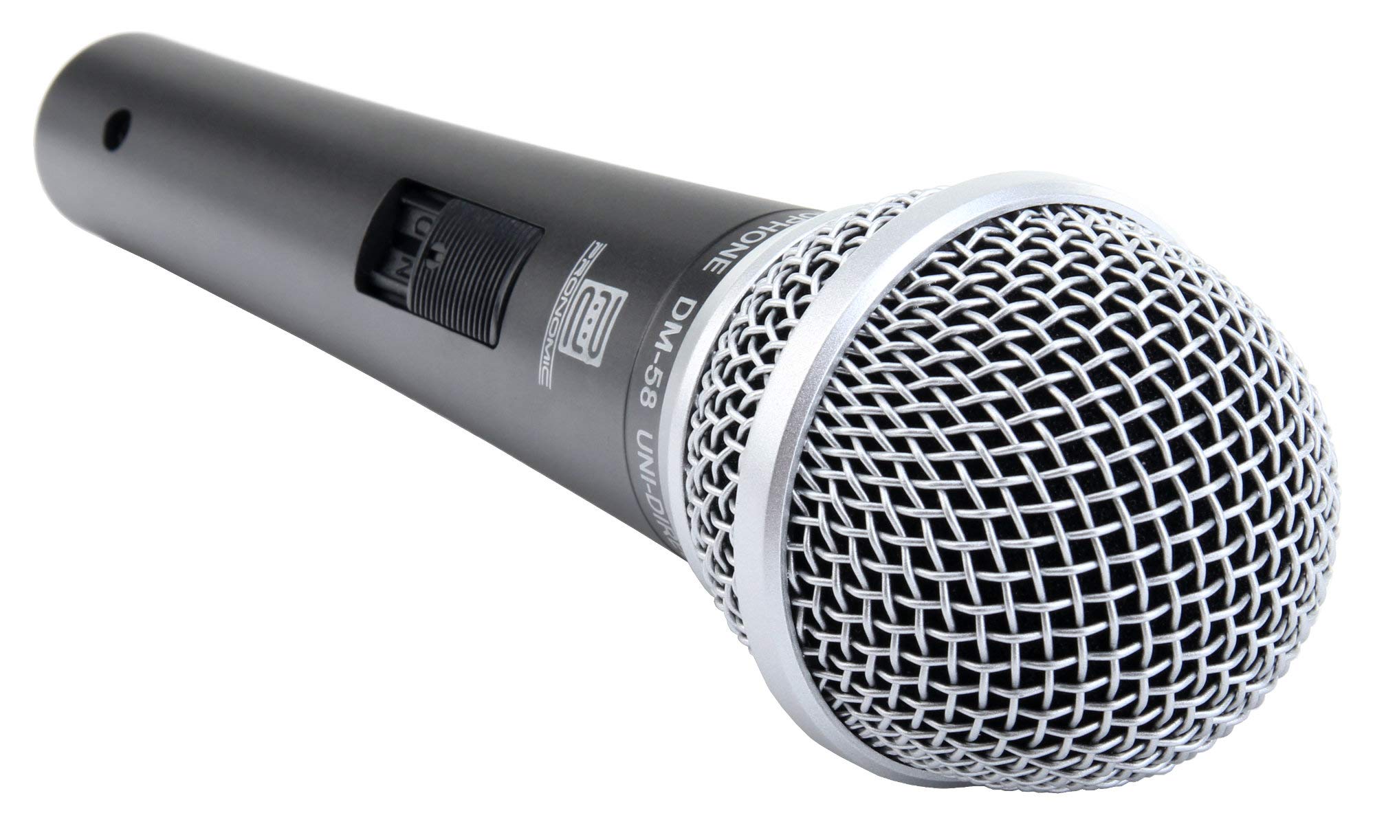 Pronomic DM-58 Microfono Vocale con Interruttore Starter SET incl. Supporto | Microfono universale per voce e canto, Adatto anche per la ripresa di strumenti, Suono estremamente bilanciato, Peso: 260 g