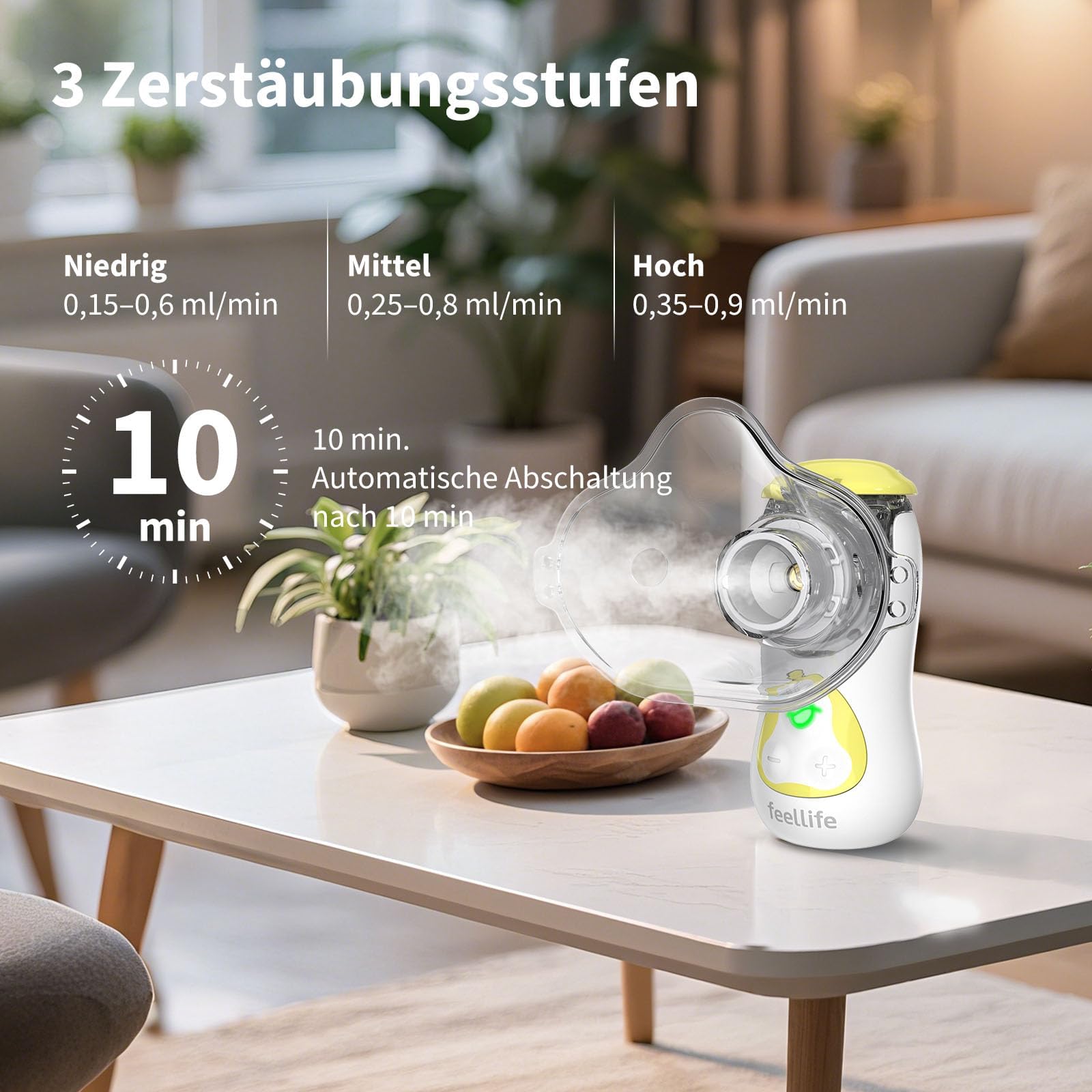 FEELLIFE Inhalationsgerät Kinder, Inhalationsgerät Inhaliergeräte für Erwachsene Inhalator Vernebler Inhaliergerät Nebulizer Inhalator Baby Air Kids Inhaliergerät Mini Aerosol Inhalator Leiser