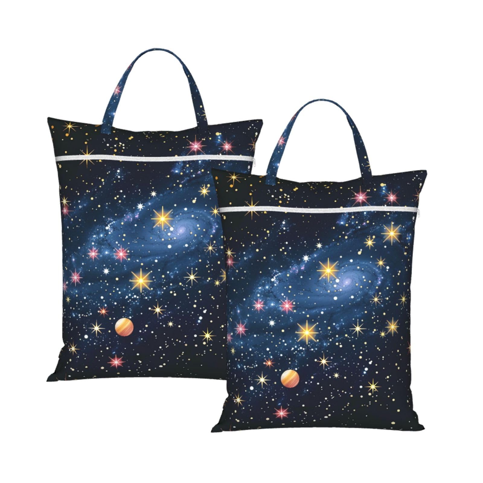Large Travel Laundry Bags,Constellation Star Clusters Galaxies Print with Handle Foldable Laundry Bag for Holidays Gym Swimming and Family Trips, 2Pcs