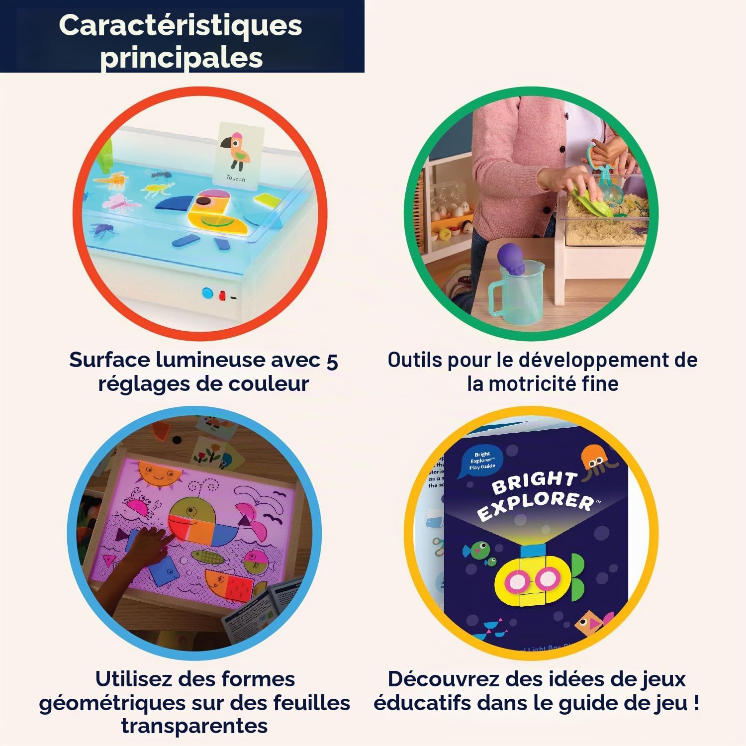 Explorateur Lumineux – Boîte à lumière pour Le traçage – Table Lumineuse pour Enfants – Lumières sensorielles – Tableau Lumineux pour Enfants – 3 Ans et +