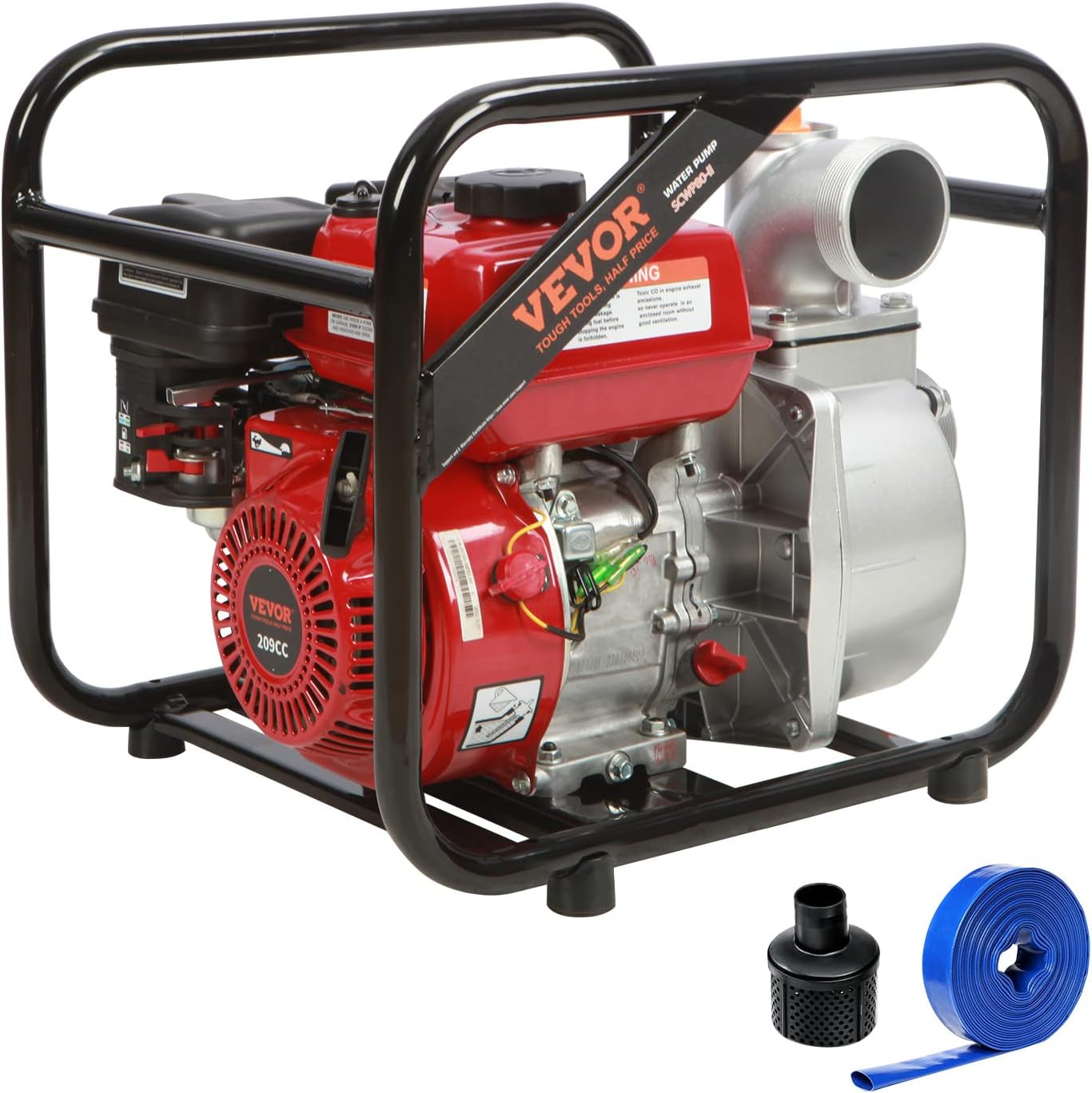 Pompe à Carburant Portable 9 L/min - Multifonction Essence, Diesel, Eau, Débit 2,4 GPM, Tuyau Flexible - 6