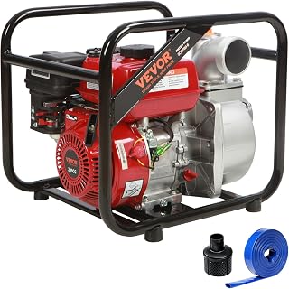 VEVOR Gasoline Powered Trash Pump 3 inch, 7HP 265 GPM, 4-Stroke 209cc Gas Engine Water Transfer Pump 22ft Suction, Max 142ft Lift,with 25ft Hose for Irrigation Pool, EPA Certified