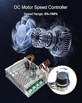 DC Motor Speed Controller, Max PWM 3500W, DC 10V-55V & 100A Brush