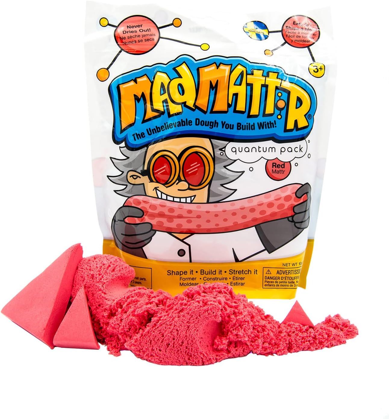 WABA Fun Mad Mattr Smartest Doh to Ever Flow! Sand Compound, Red, 10 oz