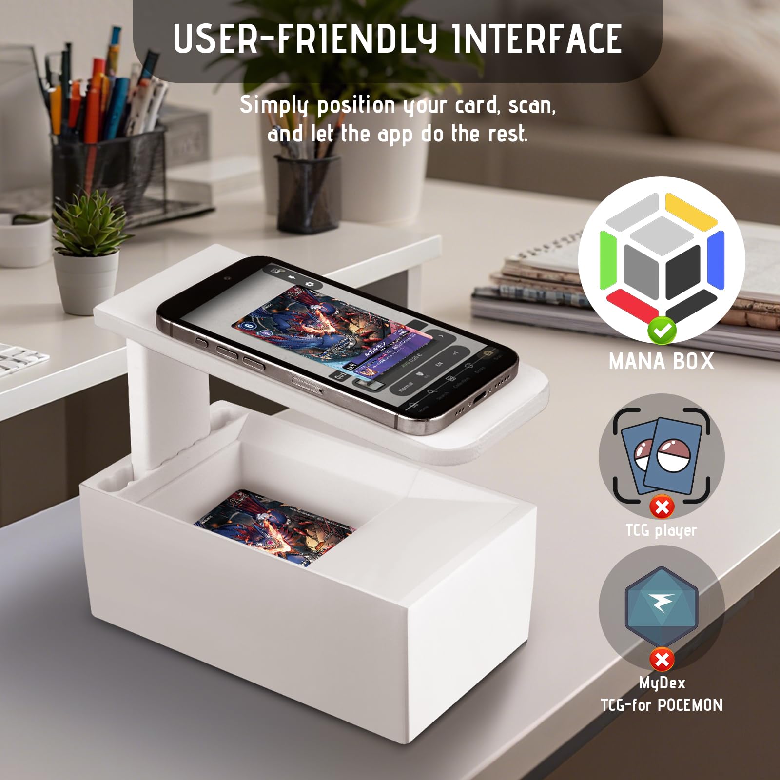 Scanbox pour Cartes MTG TCG, Support de Scanner de Cartes à Collectionner, Support de Scanner Portable Compatible avec ManaBox, Numérisation Rapide et Informations sur Les Prix des Cartes Magic