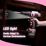WORKPRO Pink Cordless 20V Lithium-ion Drill Driver Set, 1 Battery, Charger and Storage Bag Included - Pink Ribbon