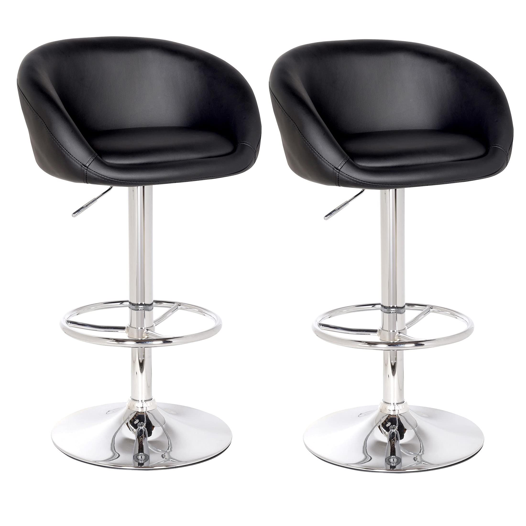 Leather Adjustable Bar Stool Counter Chair- Pack of 2