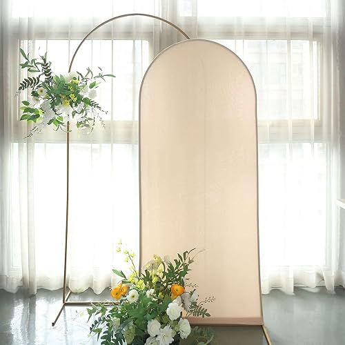 Miniatura 7 de Efavormart - Cubierta de marco de fondo de elastano beige de 6 pies, cubierta de arco de boda de 2 lados